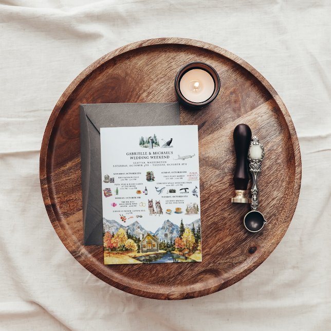 Convite Fim de Semana de Casamento em Seattle | Itinerário (Criador carregado)