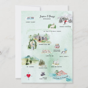 Convite Fim de Semana de Casamento em Vermont Mapa do It