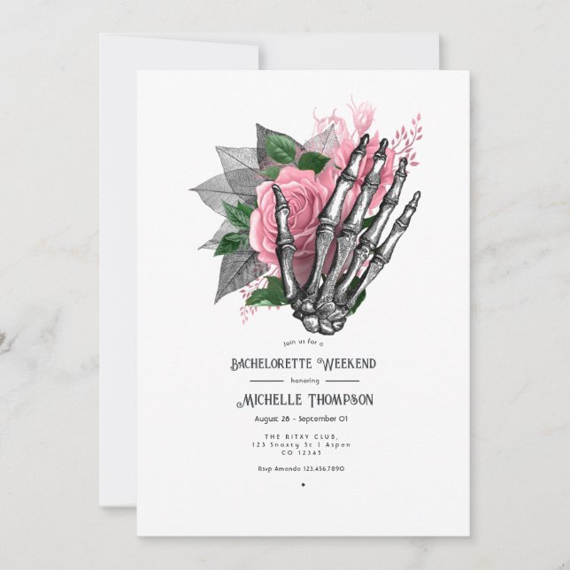 Convite Fim de Semana de Despedida de Solteira Caveira Gót (Frente)