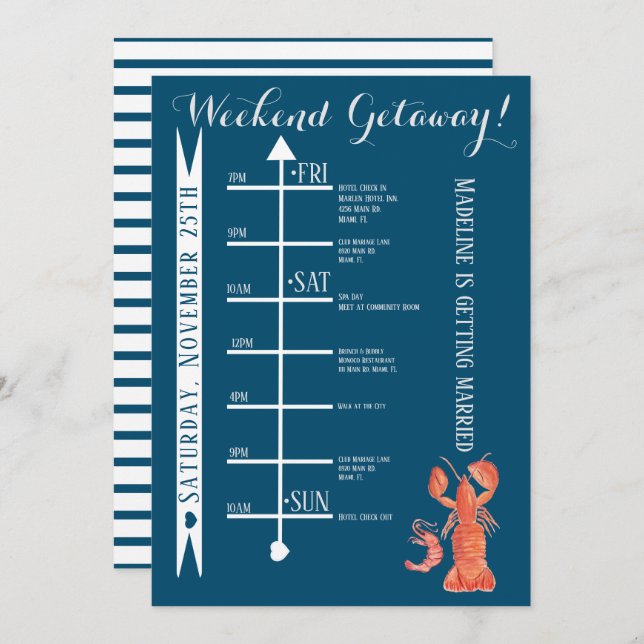 Convite Fim de Semana de Despedida de Solteira com Aquarel (Frente/Verso)