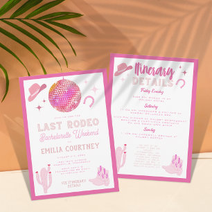 Convite Fim de Semana de Despedida de Solteira Disco Rosa 