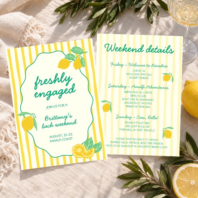 Convite Fim de Semana de Despedida de Solteira Italiana Li (Freshly Engaged Lemon Italian Bachelorette Weekend Invitation)