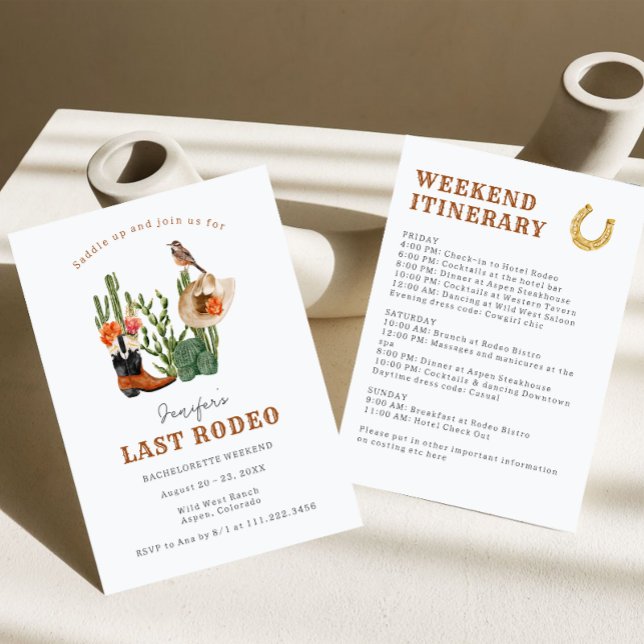 Convite Fim de Semana de Despedida de Solteira Last Rodeo  (Criador carregado)