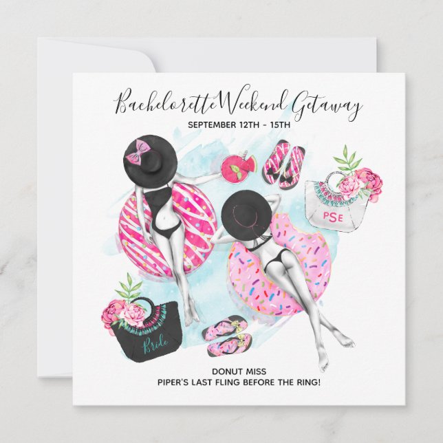 Convite Fim de Semana de Férias de Solteira das Garotas Re (Frente)