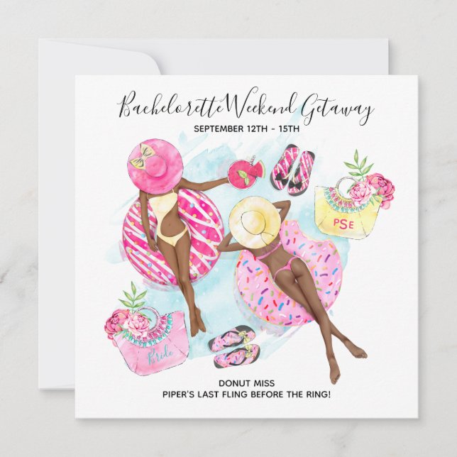 Convite Fim de Semana de Férias de Solteira das Garotas Re (Frente)