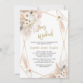 Convite Fim de Semana de Hens Dourados das Rosas Brancas d