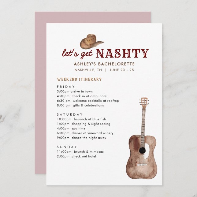 Convite Fim de Semana de Obtenção de Nashty Nashville Bach (Frente/Verso)