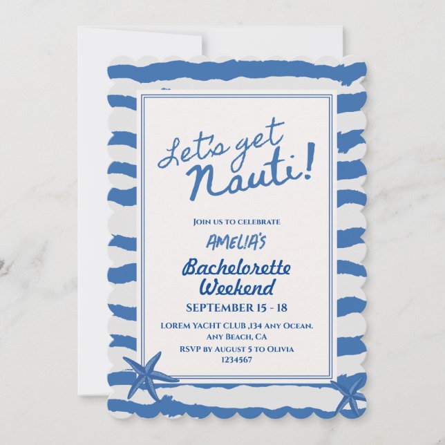 Convite Fim de Semana de Obtenção do Nauti Bachelorette (Frente)