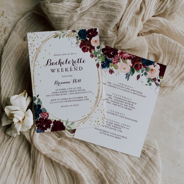 Convite Fim de Semana de Queda de Glitter Dourado Geométri (Criador carregado)