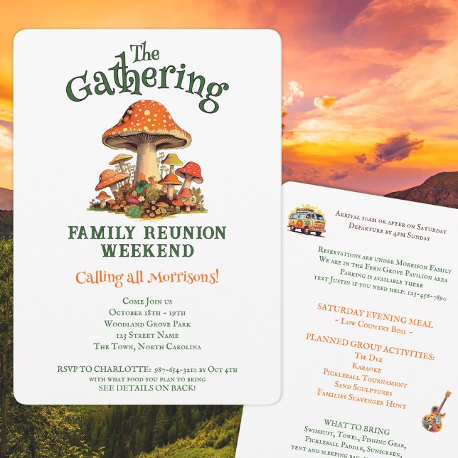 Convite Fim de Semana de Reunião da Família Retro de Cogum (Criador carregado)