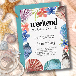Convite Fim de Semana de Seashell e Flor Bachelorette Beac
