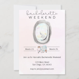 Convite Fim de semana de solteira com aquarela