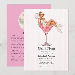 Convite Fim de Semana de Solteira Tinis & Tennis Pink Mart