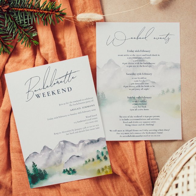 Convite Fim de semana de solteiros da montanha russa Boho  (Rustic boho Colorado mountain bachelorette weekend Invitation)