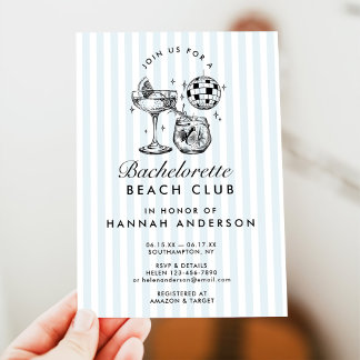 Convite Fim de Semana do Bachelorette Azul com Vintagem Mo