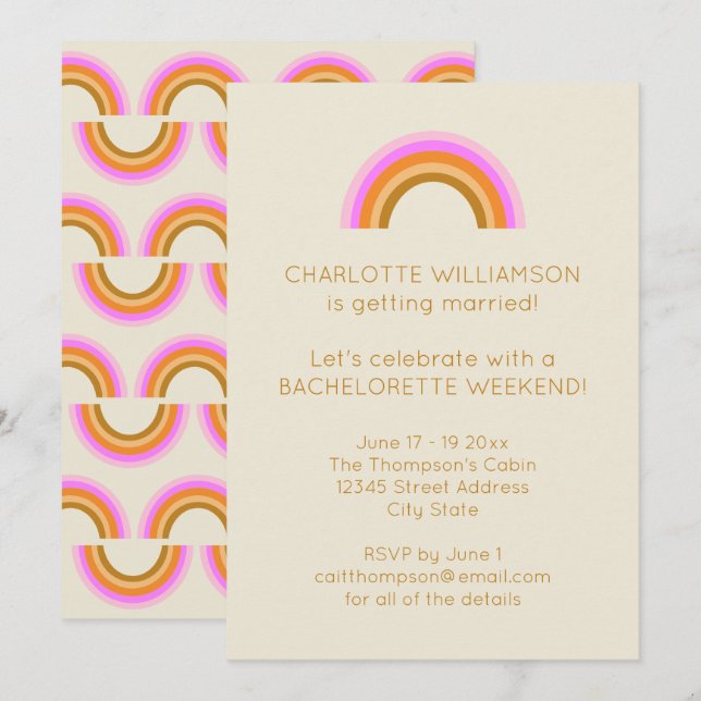 Convite Fim de Semana do Bachelorette Retroativo Simples (Frente/Verso)