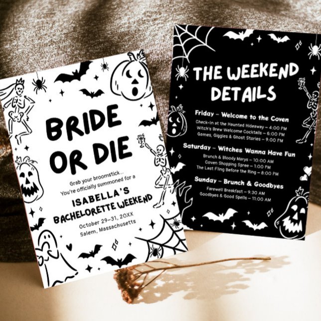 Convite Fim de Semana do Esqueleto de Halloween Desenhado  (Criador carregado)