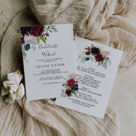 Convite Fim de Semana do Marinho Floral Moderno Burgundy