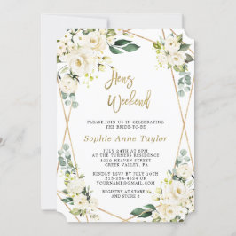Convite Fim de semana Dourado Floral de Luxury White