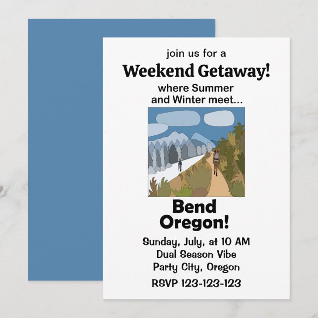 Convite Fim de semana em Bend Oregon com clima duplo (Frente/Verso)