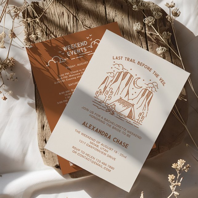 Convite Fim de Semana Itinerário do Camp Retro (Retro Camp Bachelorette Itinerary Weekend Invitation)