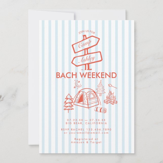 Convite Fim de Semana Retro Caprichoso de Acampamento para (Frente)