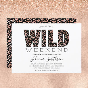 Convite Fim de Semana Selvagem Rosa Dourado Leopardo Convi
