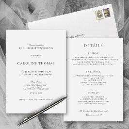 Convite Fim de Semana Simples de Bachelorette Elegante com