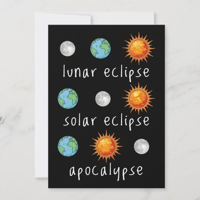 Convite Fim do Mundo Divertido Eclipse Lunar Solar (Frente)
