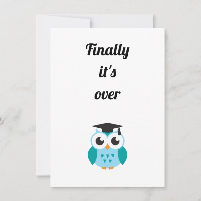 Convite Finally it's over cute owl graduation (Frente)