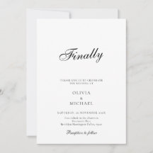Finally Script Minimalist Wedding Invitation