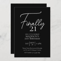 Finalmente, 21 aniversário de 21 anos preto e bran