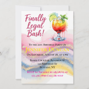 Convite Finalmente, 21ruas. Bash de aniversário para uma g