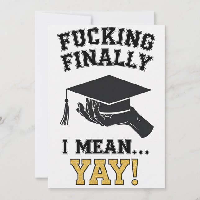 Convite Finalmente Quero Dizer Yay Ensino Médio Faculdade  (Frente)