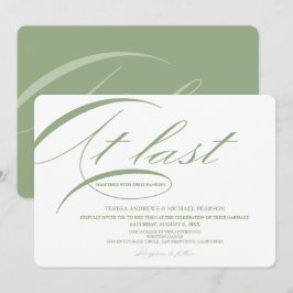 Convite Finalmente Verde de Casamento de Caligrafia Modern