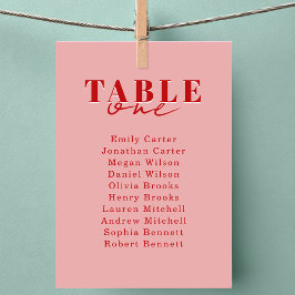 Convite FIND YOUR SEAT! Blush Red Bold Font Wedding