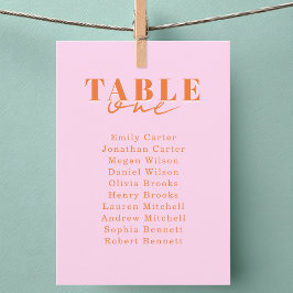 Convite FIND YOUR SEAT! Pink Orange Bold Font Wedding