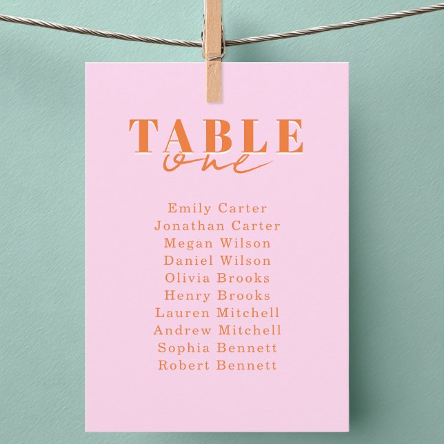 Convite FIND YOUR SEAT! Pink Orange Bold Font Wedding (FIND YOUR SEAT! Pink Orange Bold Font Wedding Cards)