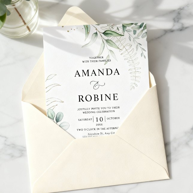 Convite Fine Art Botanical Wedding Invitation (Criador carregado)