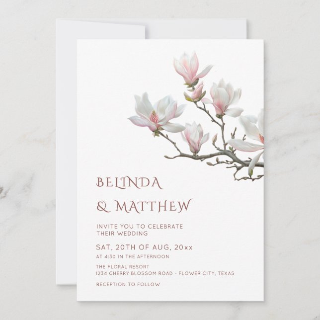 Convite Fine Art Magnolia Casual Wedding (Frente)
