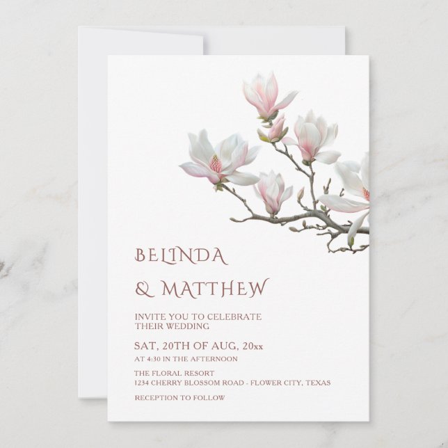Convite Fine Art Magnolia Casual Wedding (Frente)
