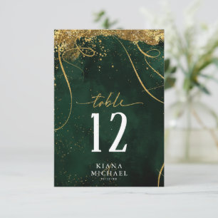 Convite Fine Lines Dourado Abstrato Wedding Emerald ID867