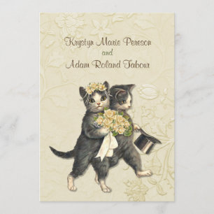 Convite fino 2 do casamento do marfim dos gatos