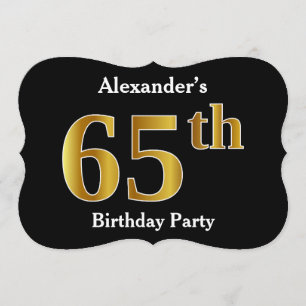 Convite Fino aspecto Dourado 65.a Festa de aniversário + n