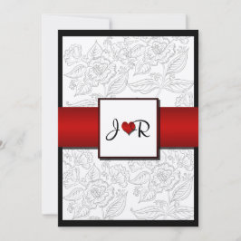 Convite fino boémio vermelho branco preto do