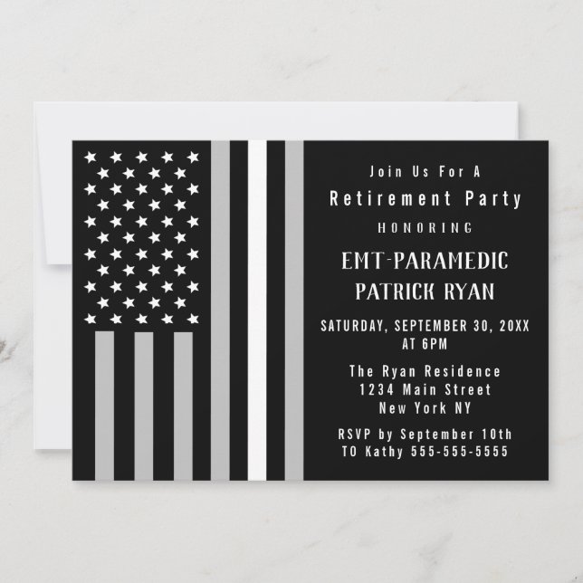 Convite Fino White Line American Flag Partido de Baixa EMS (Frente)