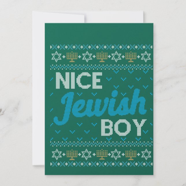 Convite Fio de Hanukkah Bonito Rapaz Judeu Combinando (Frente)