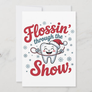 Convite Fio dental através da neve Natal engraçado Natal