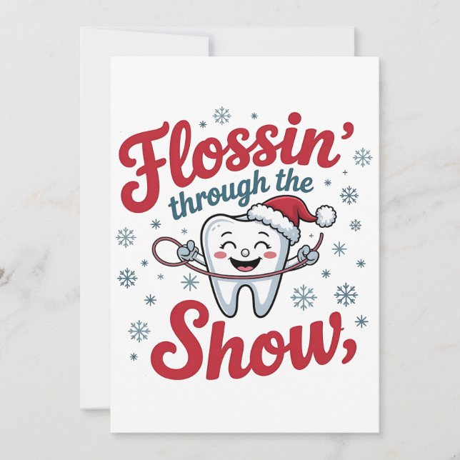 Convite Fio dental através da neve Natal engraçado Natal  (Frente)