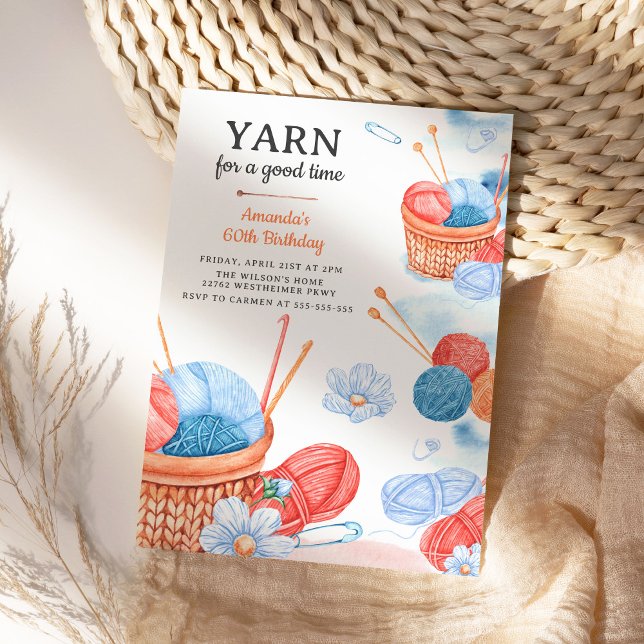 Convite Fios para uma Festa de aniversário de crochê de bo (Criador carregado)